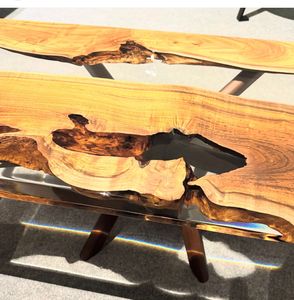 Live Edge <b>Walnut</b> Wood Resin Dining <b>Table</b> Rectangle Wooden Restaurant Kitchen <b>Table</b> Modern Decorative Trays Wood Handicraft - Product Image 2