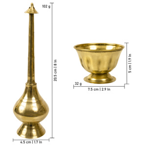 Ensemble de lampes à huile Diya en laiton, lampe traditionnelle indienne Aarti avec bols, décoration dorée pour mariage Puja - Product Image 2