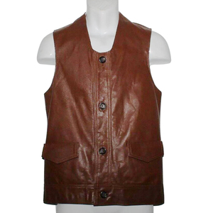 Chaleco de Cuero Genuino Vintage para Hombre, Estilo Vaquero Desgastado, Servicio OEM, Ropa Casual Urbana, Atuendo de Moda Occidental - Product Image 1