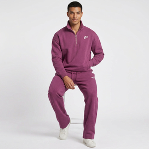 <b>Men's</b> Quarter Zip Sweatshirt Set Relaxed Fit Fleece Pants Streetwear Casual Sportswear Wholesale USA Bulk Supply Tracksuits - Product Image 4