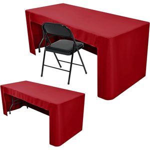 Confezione da 2 Copritavolo Rettangolari Rossi da 6 Piedi, Lavabili e Resistenti alle Pieghe, in Tessuto Elasticizzato per Natale - Product Image 2