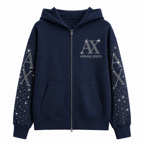 เสื้อสเวตเชิ้ตผู้ชายแบบซิปเต็มตัว ผ้าฟลีซหนานุ่ม กันหนาว ตกแต่งคริสตัลวิบวับ ระบายอากาศได้ดี ไม่เป็นขุย สไตล์สตรีทแวร์ - Product Image 5