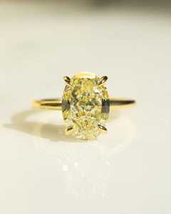 Anillo Solitario de Diamante Ovalado de Color Amarillo Intenso, Certificado IGI, Cultivado en Laboratorio, 3.01CT, con Oro Sólido de 14K, Joyería Única para Regalo de Fiesta - Product Image 1