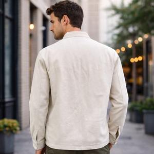 Chaqueta de Algodón Blanca para Hombre, Chaqueta Casual para Hombre, Fabricante de Chaquetas, Chaqueta Casual de Color Sólido con Bolsillos para Hombre al por Mayor - Product Image 3