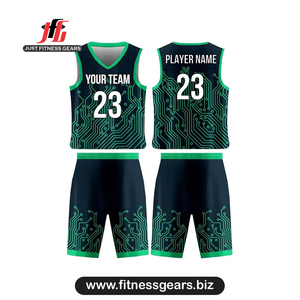 JUST FITNESS GEARS Ensemble de maillots de basket personnalisés à rayures rouges sublimés, anti-transpiration, unisexe, vêtements de sport pour adultes - Product Image 3