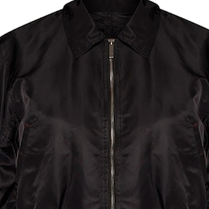 Chaqueta Bomber Negra de Seda/Algodón, Unisex, Estilo Urbano, Grosor Estándar, Tejido Resistente al Agua, Mangas Fruncidas, Frente Moderno - Product Image 6