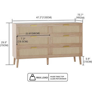 Commode en rotin à 6 tiroirs Solution de rangement élégante et pratique - Product Image 3