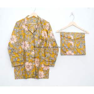 Conjunto de Pijama de 2 Piezas para Mujer, Hecho a Mano, de Lujo, Vintage, Romántico, Clásico, Floral, 100% Algodón, Mangas Largas, Cintura Alta, Suave y Liso - Product Image 2