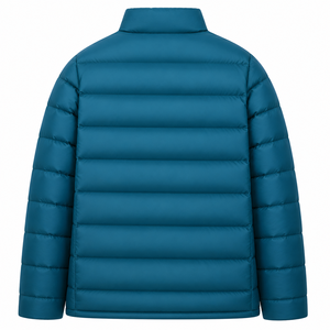 <b>Men's</b> Blue Stand Collar Puffer <b>Jacket</b> Windproof Zipper Casual Winter <b>Jacket</b> Regular Fit Polyester Wadding Solid Color - Product Image 2