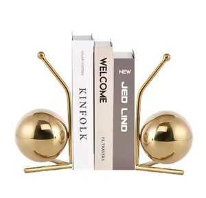 New Arrival Antique Brass Finish Hand <b>Bookends</b> 2Pcs Gold Plated Sculptural Metal Decorative Book Ends For Office - Product Image 2