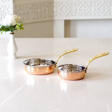 Copper Steel Fry Pan with Brass Handle for Serving Elegant Kitchenware for House Hotel Restaurant - Product Image 4