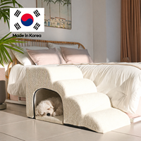Escalier pour chien 4 marches en gros, ivoire, accessoires pour animaux de compagnie haut de gamme, tunnel-caverne en mousse à mémoire de forme haute densité, design coréen