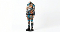 Ensemble de survêtement unisexe personnalisé OEM hiver 2 pièces style graffiti NYC, imprimé intégral par sublimation, streetwear, sweat-shirt zippé et pantalon de jogging avec côtés imprimés