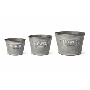 Lot de 3 seaux galvanisés style ferme, seaux métalliques gris foncé, seaux à fleurs galvanisés, jardinières décoratives en étain pour intérieur et extérieur - Product Image 2