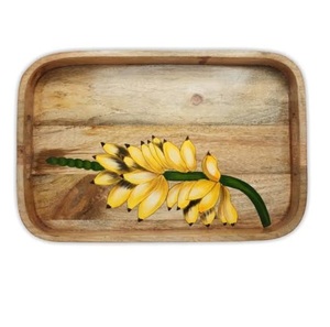 Plato de Servir Artesanal de Madera con Acabado Esmaltado, Platos de Servir para Hoteles, Bandeja de Servir Personalizada, Proveedor de India - Product Image 2