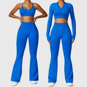 Ensemble de sport 2 pièces sans couture pour femme, séchage rapide, respirant, motif uni, idéal pour le yoga et l'entraînement – Vente en gros - Product Image 6