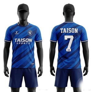 Maillot de football en polyester 180 GSM, design vert néon et bleu marine avec logo personnalisé par sublimation - Product Image 3