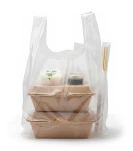 Sac en T-shirt en HDPE vert pour supermarché et épicerie, vente en gros, sac à poignée en forme de gilet, haute densité, recyclable, logo personnalisé - Product Image 1