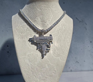 Collar de Hip Hop para Hombre con Incrustaciones de Moissanita, Colgante de Pistola Uzi, Joyería Chapada en Rodio - Product Image 2