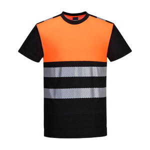 Camiseta de Trabajo de Seguridad para Hombre, Color Naranja y Negro, Reflectante, de Manga Corta, Cuello Redondo, Talla Grande, Transpirable, 100% Algodón - Product Image 1