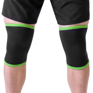 Neoprene Knee Pad Black Green Breathable Compression Sleeve Quick Dry Hook Loop Closure Unisex Weightlifting Protection Pull-On - Product Image 4