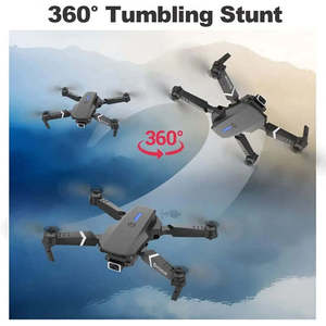 E88 Pro <b>Drone</b> <b>4K</b> UHD Dual Camera Portable Foldable RC <b>Drone</b> Long Range Flight 13 Minutes Flying Time Gray Color - Product Image 3