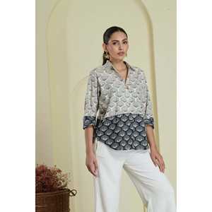 Chemisier bicolore pour femme, taille S, en promotion, élégant - Product Image 2