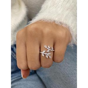 Pear & Round Cut Diamond Nature Inspired Branch Ring Solid Gold Open <b>Wrap</b> Ring Floral Leaf Engagement Ring Luxury <b>Bridal</b> Jewelry - Product Image 2