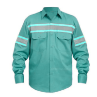 Chemise de travail réfléchissante rouge pour homme, polyester, manches longues, uniforme haute visibilité avec poches poitrine