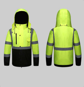 Reflective Hooded Canvas Winter <b>Jacket</b> High Visibility Water Resistant Night Vision Safety Waterproof Construction <b>Worker</b> Men's - Product Image 3