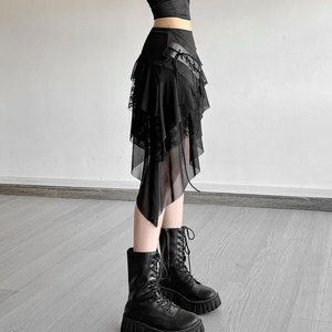 Gothic Pleated Skirt Black High Waisted Mini Skirts Women Fashion Punk Style Streetwear Custom Wholesale - Product Image 5