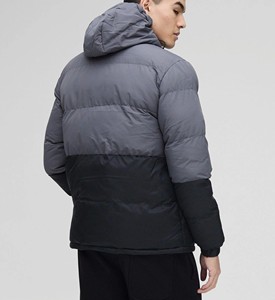 Custom OEM Men's Winter Two Tone Puffer <b>Jacket</b> <b>Hooded</b> Thick Warm <b>Padded</b> Coat Zipper Chest Pocket Outdoor Quilted <b>Jacket</b> - Product Image 3