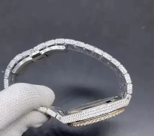 Montre de luxe personnalisée unisexe pour homme, cadran arabe, diamants VVS taille baguette, style hip-hop, entièrement sertie de diamants, analogique, testée - Product Image 4