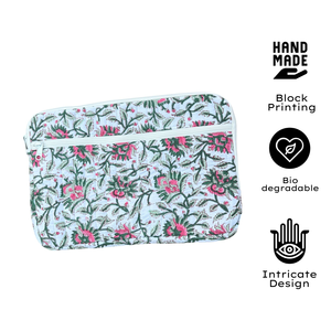 Premium <b>Quilted</b> Cotton Zippered Laptop & Tablet Sleeve for Men Handmade Jaipur Block Print Durable Stylish Laptop <b>Protector</b> - Product Image 3