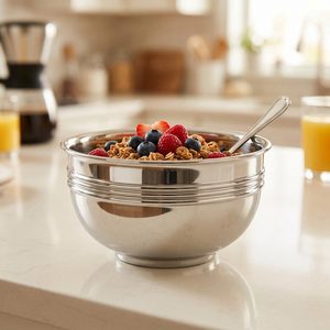 Tazón de Cereales Hecho a Mano de Acero Inoxidable SS304 de 15 cm con Borde Acanalado Pulido Espejo, Tipo Rekha, para Sopa, Decoración del Hogar, Hoteles y Bodas - Product Image 2
