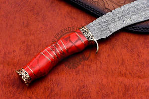 Nouvelle édition - Couteau de chasse à lame fixe en acier Damas avec manche en bois de noyer - Couteau de collection de qualité supérieure à bord tranchant pour le camping en plein air - Product Image 5