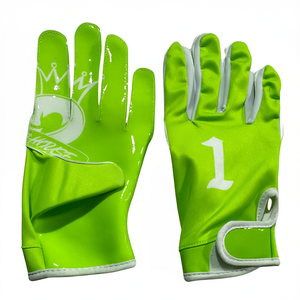 <b>Sticky</b> Grip Custom Logo American Football Receiver Gloves with Rubber Bladder Men <b>Hook</b> & Loop Closure Breathable Outdoor Sports - Product Image 1