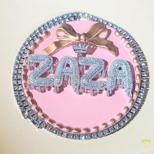 Luxury Moissanite Diamond " ZAZA " Letter Pendant With Tennis <b>Chain</b> Full <b>Iced</b> <b>Out</b> Hip Hop Necklace Jewelry - Product Image 3
