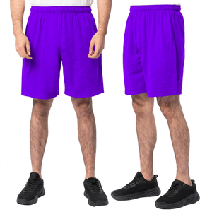 Shorts Bermuda pour homme, noirs unis, à séchage rapide, taille élastique, décontractés, en polyester tricoté, shorts de sport - Product Image 5