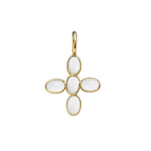 Colgante de Cruz con Turquesa Azul en Bisel, 5x3mm, Turquesa Azul Ovalada Lisa, Dijes Chapados en Oro, Joyería Hecha a Mano, Proveedores de India - Product Image 2