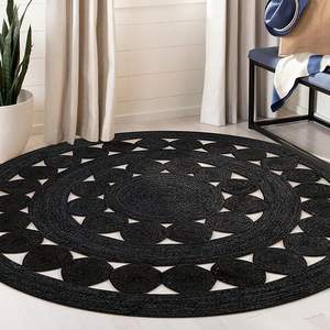 Tapis rond moderne en jonc de mer naturel et simple, lavable, motif animalier, en paille tressée - Product Image 3