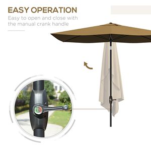Ombrellone Rettangolare da Esterno 6.6 x 10 piedi per Patio, con Manovella e Pulsante di Inclinazione, Realizzato in Poliestere Resistente per Cortile - Product Image 5