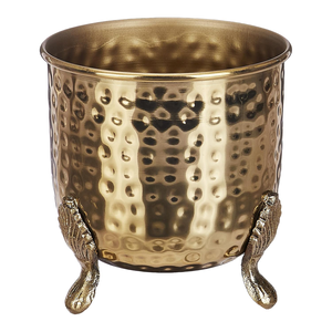 Elegante Maceta de Metal Dorado Martillado con Acabado Texturizado, Contenedor Decorativo para Plantas de Interior y Exterior, Balcón - Product Image 4