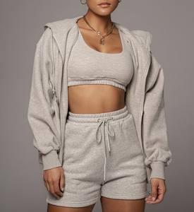 Ensemble court deux pièces décontracté et sportif pour femme, grande taille, respirant, 100 % coton, écologique, couleur unie, vente en gros - Product Image 2