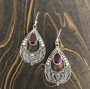 Pendientes de Plata de Ley 925 con Gema de Rubí en Forma de Gota de Agua, Joyería para Uso Diario de Mujer - Product Image 3