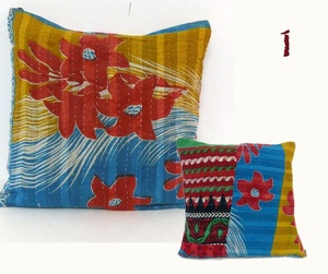 Funda de cojín Kantha de algodón Vintage indio hecho a mano forma cuadrada multicolor Patchwork costura al por mayor funda de cojín Kantha - Product Image 4