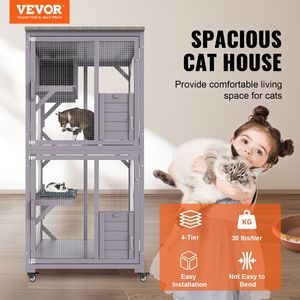 3-Tier Large <b>Cat</b> House with 360-Degree Rotating Casters 2 Platforms Resting <b>Box</b> for Outdoor Catios Pet Cages - Product Image 2
