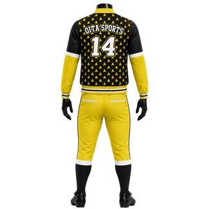 Yellow and <b>Black</b> Baseball Jacket and <b>Pants</b> Set Full Sleeve Button Up Top with Matching <b>Pants</b> Professional Baseball Team Gear - Product Image 2
