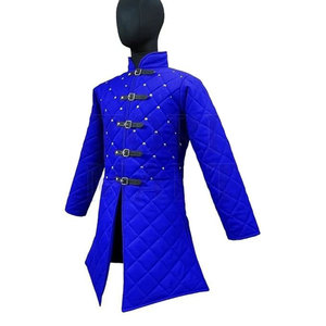 Abrigo Gambeson Medieval Azul Acolchado Personalizado para Hombre, Chaqueta Larga Acolchada para LARP y Cosplay, Hecho a Mano - Product Image 4