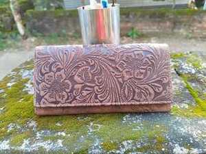 2026 New Arrival Hand Tooled Florals Carved 100% Genuine Leather Material Clutch <b>Wallet</b> Portable Bohemian Multi Card Slot <b>Wallet</b> - Product Image 2